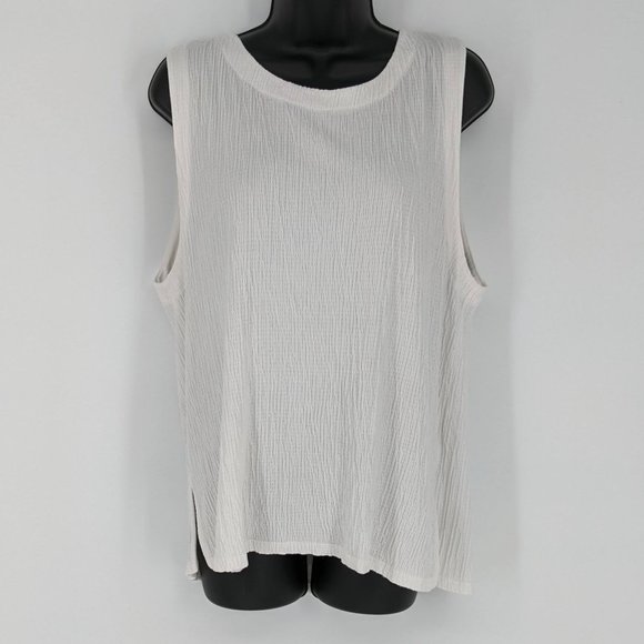 Anthropologie Cream Crepe Wrinkle Knit Button Back Viscose Montauk Tank Top XL - Picture 13 of 13